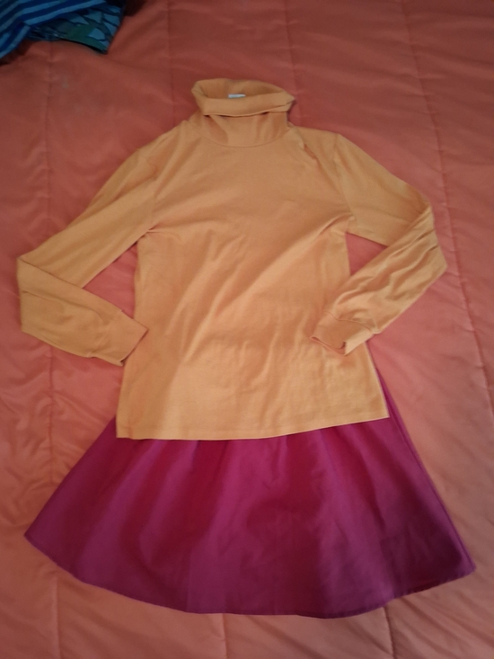 Scooby-Doo! Dresses & Skirts - Velma Scooby Doo Costume Set Orange Turtleneck Red Skater Skirt Women L